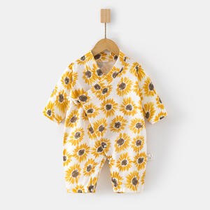 Mono de gasa de verano de marca ODM, 100% algodón de manga larga, Bonito traje de gateo de una pieza para recién nacidos, <span class=keywords><strong>bata</strong></span> para bebés de <span class=keywords><strong>18</strong></span> <span class=keywords><strong>meses</strong></span> - Product Image 6