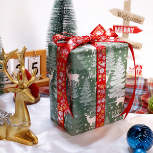 Alta calidad al por mayor 80g 43*300cm papel de embalaje verde de Navidad papel de regalo - Product Image 4
