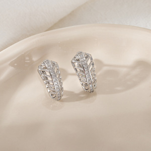 Boucles d'oreilles en zircon en forme de U, design géométrique, couleur or, composants de bijoux EKA 218 - Product Image 3