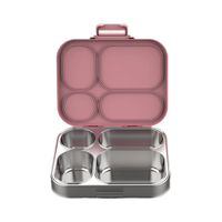 Boîte à lunch en acier inoxydable pour enfants avec récipient à trempette assorti, boîte à bento pour enfants, récipient à lunch en métal à 4 compartiments