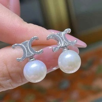 Boucles d'oreilles sophistiquées à perles fixes avec une perle unique surdimensionnée, pour femmes, mariages, bureau, mode, cadeau, commande en gros