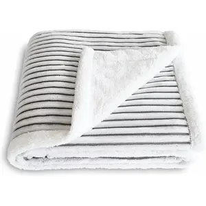 Couverture en polaire Sherpa en peluche à rayures chaudes et moelleuses personnalisées pour canapé canapé-lit