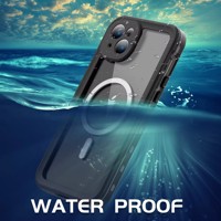 Étui de téléphone étanche pour Iphone 15 Plus étui de téléphone à anneau magnétique étui de téléphone de charge sans fil transparent
