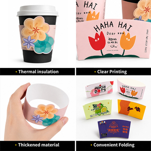 Funda Protectora para Vasos Desechable <span class=keywords><strong>de</strong></span> Cartón Liso con Logotipo Personalizado, Troquelada, con Película Protectora Laminada, Empaquetada Plana para Ahorrar Espacio, para Llevar - Product Image 3