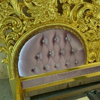 Lit superposé moderne en bois massif de luxe, taille king, avec tête de lit violette pour chambre principale
