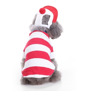 <span class=keywords><strong>Disfraz</strong></span> de Perro para Navidad, <span class=keywords><strong>Halloween</strong></span> e Invierno, Ropa para Mascotas de Poliéster con Rayas Rojas y Blancas, Gorro Suave para Perros Pequeños y Medianos, Venta al Por Mayor - Product Image 4