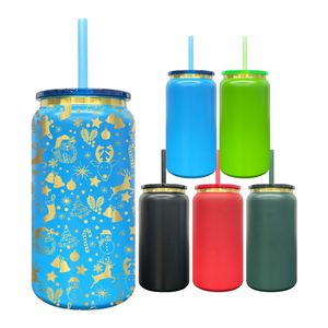 Christmas Gold Plated Underneath Powder Coated Stainless Steel <b>Double</b> <b>Walled</b> 16oz Soda Beer Can for Laser Engrave - Product Image 1