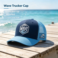 Gorra Trucker Personalizada Vintage con Logotipo de Delfín y Olas, Estilo Costero, para Vacaciones, Aire Libre, Unisex, de Malla, OEM ODM