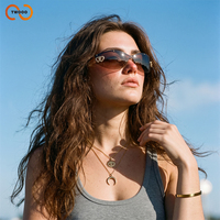 TWOOO T1904 Nouvelle Arrivée Lunettes de Soleil Y2K Sans Monture Monobloc Courbées Surdimensionnées Double Cœur Rétro Haut de Gamme Vente en Gros