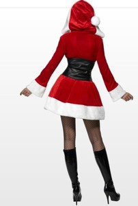 Disfraces de <span class=keywords><strong>Feliz</strong></span> <span class=keywords><strong>Navidad</strong></span> para mujer, vestidos de sirvienta para niñas adultas con delantal, mangas largas, disfraces rojos de fiesta de Papá Noel - Product Image 2