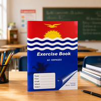 Carnet d'exercices personnalisé avec logo Kiribati, couverture en carton ivoire, reliure piquée à cheval, impression numérique CMJN, journal intime