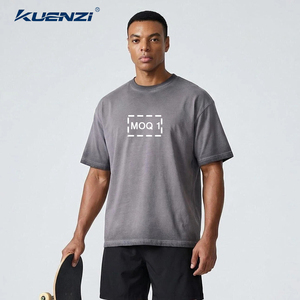 Camiseta Oversize <span class=keywords><strong>de</strong></span> Moda para Hombre Kuenzi, 230GSM, Algodón Lavado, Estilo Vintage, Tallas Grandes, Cuello Redondo Relajado, Streetwear, Camiseta Lisa <span class=keywords><strong>de</strong></span> Verano, Lista para Enviar - Product Image 2