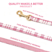 Collier pour chat rose à carreaux tendance, collier à motif quadrillé mignon pour chats, ensemble 3 pièces avec nœud papillon, laisse et clochette, collier réglable pour chaton, pour usage quotidien en intérieur