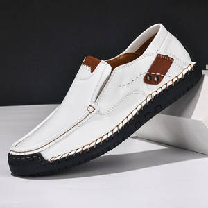 Men's British Style Business Casual Oxford Shoes Genuine Leather Lace-Up Anti-Slip Breathable Lightweight Square Toe Glossy - Product Image 4