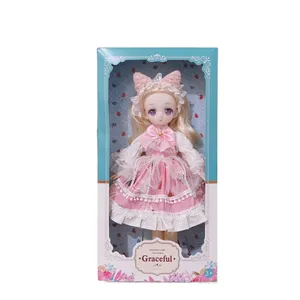 BJD Girl Dolls 30cm Kawaii 6 Pontos Conjunta Bonecas Móveis Com Roupas de Moda Cabelo Macio Vestir Menina Brinquedos Presente de Aniversário Boneca Nova