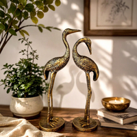 Figurine d'Oiseau Grue en Métal Moderne, Statue de Flamant Rose Doré Moderne, Décoration de Table pour Salon, Artisanat - Exportation en Gros Directe d'Usine Indienne