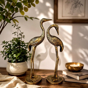 Figurine d'Oiseau Grue en Métal Moderne, Statue de Flamant Rose Doré Moderne, Décoration de Table pour Salon, Artisanat - Exportation en Gros Directe d'Usine Indienne - Product Image 1