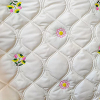 Tissu de broderie et de matelassage en gros, draps matelassés en coton blanc respirant pour enfants, matelassage brodé olive