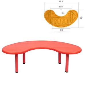 Mesa de <span class=keywords><strong>media</strong></span> <span class=keywords><strong>luna</strong></span> de plástico estable para niños, mueble de estudio para interiores, guardería, jardín y Casa, guardería - Product Image 4