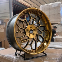 Piezas Personalizadas para Automóviles, Rines Forjados de 24 Pulgadas, Acabado Dorado Cepillado, Borde Profundo, 6x139.7 ET-44 para Jeep Wrangler