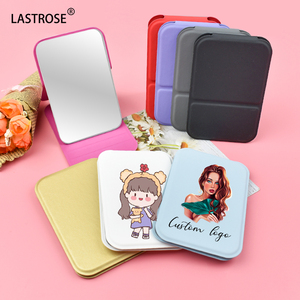 New Arrival PU da đứng lên máy tính để bàn gấp trang điểm gương bảng gương du lịch quà tặng gương với logo của bạn - Product Image 1