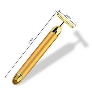 Bâtonnet de massage facial électrique 24K Or Rose en forme de T pour le lifting et le raffermissement de la peau – Instrument de beauté électrique - Product Image 6