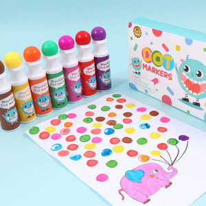 Conformité EN71 garantie, ensemble de peinture lavable, encre non toxique, 8 couleurs vibrantes, stylos à pois <span class=keywords><strong>pour</strong></span> tout-petits, outils de peinture <span class=keywords><strong>pour</strong></span> l'apprentissage précoce - Product Image 6