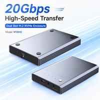 Boîtier double baie pour clonage hors ligne de SSD NVMe M.2, USB 3.2 Gen2x2 20 Gbit/s, en aluminium, compatible 2230/2242/2260/2280, jusqu'à 8 To, clé M