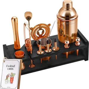 Kit de bartender Mixology para cocktail Shaker personalizado com suporte