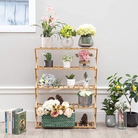 Étagères de rangement en bambou naturel pliable, pour pied libre, organisateurs de plantes