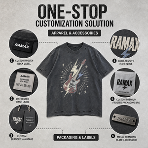 T-shirt graphique vintage délavé RAMAX, coupe oversize, 280 GSM, motif guitare <span class=keywords><strong>rock</strong></span>, pour homme, vente en gros - Product Image 2