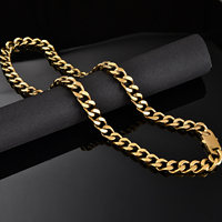 Miani-gargantilla de cadena cubana para hombre, collar de eslabones de acero inoxidable, 18K, 14 k, chapado en oro PVD, Hip Hop, 18, 14 k