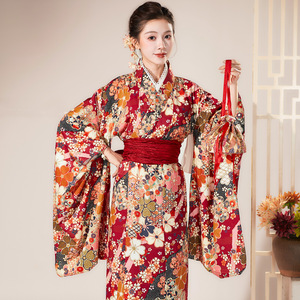 Kimono Japonés con Estampados Florales de Poliéster, Ideal para Otoño, Juegos de Rol, Restaurantes, Estancias en Casa de Familia, Fotografía de Temporada para Mujeres, Modificado - Product Image 1