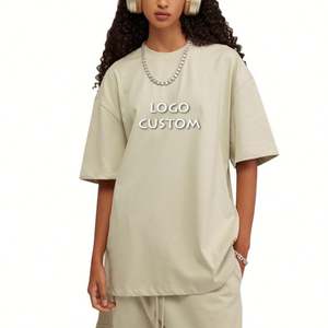 Camiseta transpirable de punto de verano informal de gran tamaño de algodón peinado de alta calidad para mujer con logotipo para mujer al por mayor - Product Image 4