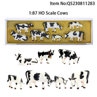 QS personnalisé animaux de la ferme Figure ensemble jouet enfants Train chemin de fer peint 3 pièces 1:87 HO échelle Miniature cheval vaches Animal modèle jouets
