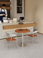Ensemble de table et chaises rondes 2 places en bois massif et métal de style industriel, durable, pour café, restaurant, salon, usage commercial