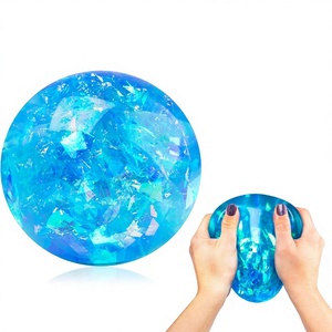 Pelota Antiestrés de Peluche con Purpurina Arggh para Adultos y Niños - Juguete Sensorial Blandito y Mediano para Aliviar el Estrés (Azul) - Product Image 1