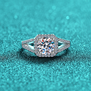 कारखाने की कीमत ठीक गहने vsvs1 मोसानाइट 1ct वर्ग राउंड शानदार s925 महिला की स्टर्लिंग चांदी के छल्ले - Product Image 4