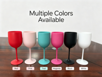 Verres à vin en plastique noir de 16 oz, gobelets en PP réutilisables et incassables pour mariage, fête prénuptiale, anniversaire