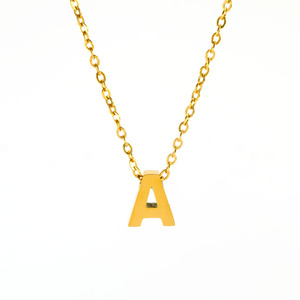 Collar inicial pequeño de acero inoxidable pulido alto, collar de moda chapado en oro con 26 letras mayúsculas para mujer - Product Image 5