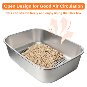 <span class=keywords><strong>Bac</strong></span> à litière pour chat en acier inoxydable à <span class=keywords><strong>double</strong></span> couche, grand <span class=keywords><strong>bac</strong></span> à litière en métal pour chaton - Product Image 3