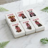 Jeu de tuiles de mahjong en acrylique sur le thème de la faune américaine pour Halloween, avec tapis de mahjong à thème Halloween