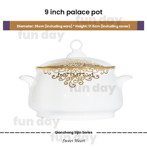 Servizio di <span class=keywords><strong>Piatti</strong></span> di Lusso in Bone China per Hotel con Scodella, Pentola, Stoviglie Bianche <span class=keywords><strong>e</strong></span> <span class=keywords><strong>Oro</strong></span>, Piatto in Porcellana con Coperchio in Ceramica - Product Image 5