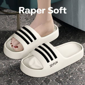 夏屋内ホームスリッパ快適フラットシューズオープンつま先EVAデザイナースリーストライプスバスカップル向け - Product Image 2