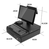 Sistema POS Todo en Uno con Pantalla LCD de 15.6 Pulgadas, Windows 7/10, CPU I3 e Impresora de 58 mm para Supermercados y Bares