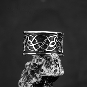 European American Style Men's Stainless Steel Eagle <b>Ring</b> Hip Hop Geometric Band Jewelry Gift - Product Image 4