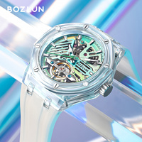 Reloj Mecánico Unisex SKMEI Bozlun BZ188, Movimiento Automático, Correa de Silicona, Caja Transparente de Acrílico, Resistente al Agua 3BAR, Deportivo