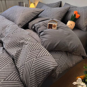 Juego de <span class=keywords><strong>Cama</strong></span> de Cuatro Piezas de Algodón Puro Estilo Nórdico, Funda de Edredón de Algodón, Sábanas, Nuevo 2026 - Product Image 1