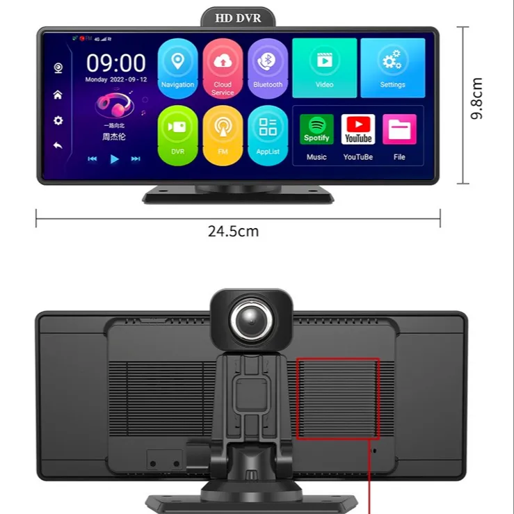 Android 10.0 4+64G Live Streaming 4g Dashboard Car Camera With Dual Lens HD1080P WIFI GPS Navigation 10.26in Touch Screen