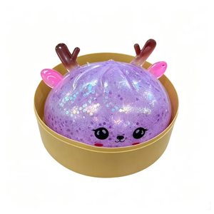 Christmas Glitter Reindeer Bun Squishy Toy Slow Rising Soft Squeeze Stress Relief <b>Fidget</b> Toy Kids Xmas Holiday Gift - Product Image 4